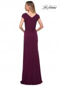 Picture of: Jersey Dress with Knot at Waist and Short Sleeves in Dark Berry, Back Picture