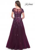 Picture of: A-line Gown with Unique Sequin Floral Applique in Dark Berry, Style: 31712, Back Picture