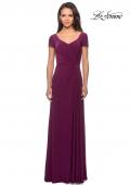 Picture of: Jersey Evening Dress with Side Knot Detail and Ruching in Dark Berry, Style: 27872, Detail Picture 1