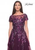 Picture of: A-line Gown with Unique Sequin Floral Applique in Dark Berry, Style: 31712, Detail Picture 1