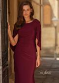 Picture of: Draped Cape Sleeve Jersey Gown with Ruched Bodice in Dark Berry, Style: 33148, Detail Picture 1