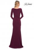Picture of: Long Sleeve Jersey Evening Dress with Ruching in Dark Berry, Detail Picture 2