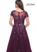 Picture of: A-line Gown with Unique Sequin Floral Applique in Dark Berry, Style: 31712, Detail Picture 2