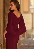 Picture of: Draped Cape Sleeve Jersey Gown with Ruched Bodice in Dark Berry, Style: 33148, Detail Picture 2