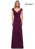 Picture of: Jersey Dress with Knot at Waist and Short Sleeves in Dark Berry, Detail Picture 3