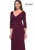 Picture of: Three Quarter Sleeve Jersey Evening Dress with Ruffle Detail in Dark Berry, Style: 30967, Detail Picture 3