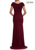 Picture of: Off the Shoulder Ruched Net Jersey Evening Dress in Dark Berry, Style: 29558, Detail Picture 4