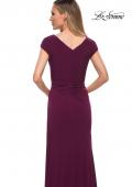 Picture of: Jersey Dress with Knot at Waist and Short Sleeves in Dark Berry, Detail Picture 4