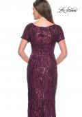 Picture of: Short Sleeve Print Sequin Evening Dress in Dark Berry, Style: 31852, Detail Picture 4