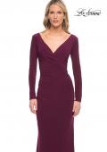 Picture of: Long Sleeve Jersey Evening Dress with Ruching in Dark Berry, Detail Picture 5