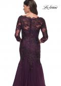 Picture of: Mermaid Tulle and Lace Dress with Scallop Detailed Neckline in Dark Berry, Style: 30823, Detail Picture 5