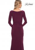 Picture of: Long Sleeve Jersey Evening Dress with Ruching in Dark Berry, Detail Picture 6