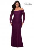 Picture of: Long Sleeve Off The Shoulder Lace Plus Size Dress in Burgundy, Style: 28859, Main Picture