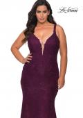 Picture of: Neon Plus SIze Prom Dress with Lace Up Back in Burgundy, Style: 29052, Main Picture