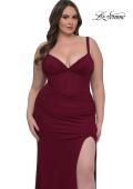 Picture of: Flattering Curve Dress with Corset Top and Ruched Skirt in Dark Berry, Style: 33015, Main Picture
