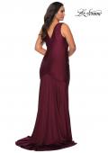 Picture of: Neon Plus Size Jersey Dress with Faux Wrap Bodice Burgundy, Style: 29016, Detail Picture 8