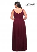 Picture of: Net Jersey Plus Size Long Dress with Slit and V Neck in Dark Berry, Style: 29075, Detail Picture 8