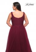 Picture of: A-line Tulle and Lace Plus Size Gown with Slit in Dark Berry, Style: 29070, Detail Picture 11