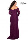 Picture of: Long Sleeve Off The Shoulder Lace Plus Size Dress in Burgundy, Style: 28859, Back Picture