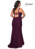Picture of: Neon Plus SIze Prom Dress with Lace Up Back in Burgundy, Style: 29052, Back Picture