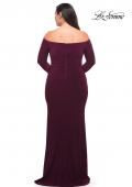 Picture of: Long Sleeve Off the Shoulder Plus Size Gown in Dark Berry, Style: 29530, Back Picture