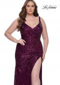 Picture of: Sequin Plus Size Dress with Ruching and Slit in Dark Berry, Style: 31138, Detail Picture 1