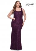 Picture of: Beaded Lace Plus Size Fitted Dress with Square Neckline in Dark Berry, Style: 31605, Detail Picture 1