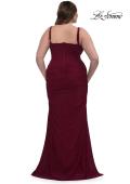 Picture of: Corset Net Jersey Plus Size Dress with V Neck in Dark Berry, Style: 32402, Detail Picture 2