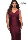 Picture of: Simple Jersey Plus Size Gown with Faux Wrap Bodice in Burgundy, Style: 29028, Detail Picture 3
