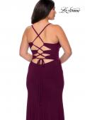 Picture of: Jersey Plus Size Dress with Slit and Lace Up Back in Burgundy, Style: 29055, Detail Picture 3