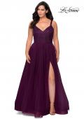 Picture of: Plus Size A-line Prom Gown with Rhinestone Bodice in Burgundy, Style: 29060, Detail Picture 3