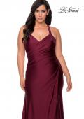 Picture of: Chic Jersey Plus Size Gown with Strappy Back in Burgundy, Style: 29062, Detail Picture 4
