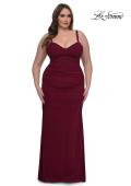Picture of: Corset Net Jersey Plus Size Dress with V Neck in Dark Berry, Style: 32402, Detail Picture 5