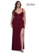 Picture of: Flattering Curve Dress with Corset Top and Ruched Skirt in Dark Berry, Style: 33015, Detail Picture 5