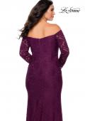 Picture of: Long Sleeve Off The Shoulder Lace Plus Size Dress in Burgundy, Style: 28859, Detail Picture 6