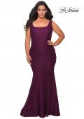 Picture of: Stretch Lace Plus Size Prom Gown with Beading in Burgundy, Style: 28948, Detail Picture 6