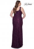 Picture of: Beaded Lace Plus Size Fitted Dress with Square Neckline in Dark Berry, Style: 31605, Detail Picture 6
