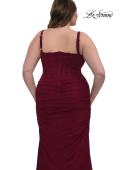 Picture of: Corset Net Jersey Plus Size Dress with V Neck in Dark Berry, Style: 32402, Detail Picture 6