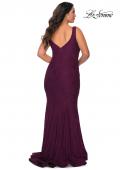 Picture of: Stretch Lace Plus Size Prom Gown with Beading in Burgundy, Style: 28948, Detail Picture 7