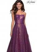 Picture of: A Line Fully sequin Strapless Prom Gown in Burgundy, Style: 27296, Main Picture