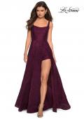 Picture of: Long Lace Prom Dress with Attached Shorts in Burgundy, Style: 27476, Main Picture