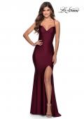 Picture of: Form Fitting Prom Dress with Ruched Bow Bodice in Burgundy, Style: 28536, Main Picture
