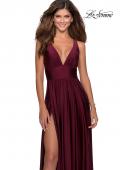 Picture of: Empire Waist Prom Gown with Deep V Neckline in Burgundy, Style: 28547, Main Picture
