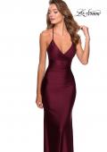 Picture of: Empire Waist Dress with Ruching and Lace Up Back in Burgundy, Style: 28593, Main Picture