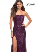 Picture of: Strapless Ruched Sequin Gown in Gorgeous Colors in Dark Berry, Main Picture