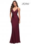 Picture of: Long Jersey Gown with Rhinestones Throughout in Dark Berry, Style 29935, Main Picture