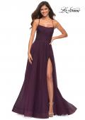 Picture of: Rhinestone and Tulle Gown with A-line Skirt in Dark Berry, Main Picture