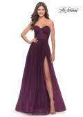 Picture of: Illusion Bodice A-line Gown with Boning and Defined Cups in Dark Berry, Style: 31205, Main Picture