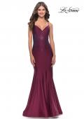 Picture of: Rhinestone Jersey Mermaid Gown with Open Back in Dark Berry, Style: 31220, Main Picture