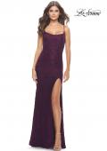 Picture of: Simple Stretch Lace Dress with Slit in Dark Berry, Style: 31259, Main Picture